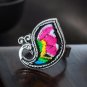 New Design Personality  Animal Rings  Beautiful Rose Peacock Embroidered Ring Open Adjustable Handma