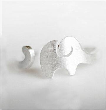 High quality New Silver Ring 2016 Fashion Cute Elephant Design 925 Sterling Silver Adjustable Size R
