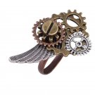 Amazing Lostagic Design Various Gears and Wing Combined Mechancal Gears Steampunk Ring Jewelry