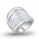 Top Fashion Stainless Steel White/Black Enamel Rings For Women Stripe Design Round Ring Ladies Jewel