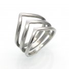 Brand Latest Trendy Three V Shape Design Ring for Women Exquisite Shiny Polished Chevron V Shape Knu