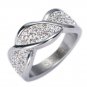 New Design Engagement Rings Stainless Steel Genuine Austrian Crystal Element Leaf Ring Fashion Jewel