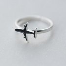 Real. 925-Sterling-Silver Black Enamel Aircraft Airplane Plane Ring jewelry adjustable GTLJ1175