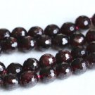 Natural Genuine Dark Red Garnet Faceted Round Loose Stone Beads 10mm 15\' 05194