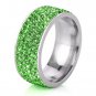 5 Row Lines Clear Crystal Jewelry Fashion Stainless Steel Engagement Rings