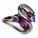 Trendy Pink Engagement Wedding Rings For Women Horse Eye Cz Black Gold Rings Party Jewelry Bague Fem