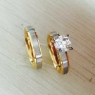 4mm titanium Steel CZ  Korean Couple Rings Set for Men Women Engagement Lovers,his and hers promise,