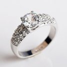 White Gold color Zircon Wedding Rings for women fine Jewelry 7mm zirconia crystals Engagement rings 