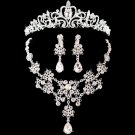 Hot Sale Noble Crystal Bridal Jewelry Sets Hotsale Silver Fashion Wedding Jewelry Tiara Necklace Ear