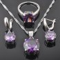 FAHOYO Classic Round Black Zircon Women\'s 925 Sterling Silver Jewelry Sets Earrings/Pendant/Necklac