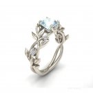 Romantic CZ Crystal Engagement Rings for Women Silver Color Leaf Branch Charms Rings Party Fashion J