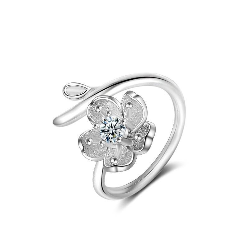 PATICO Magic Romantic Flower Style Women Rings For Fashion Show Dress Ball Lady Silver Color Engagem