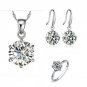 New Arrival Elegant Women Wedding Jewelry Set Silver Cubic Zirconia Necklace Earring Ring For Bridal