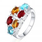 Beautiful lovely colors SILVER ring crystal stone cute noble pretty fashion Wedding silver Plated wo