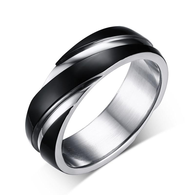 Male Titanium Ring Gun Black Rose Gold Color 316L Stainless Steel Ring for Men and Women Engagement