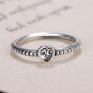 Silver Ring Charms with Girls Heart Shape White Color Crystal Wedding Rings For Women R150