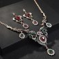 Turkish Flower Necklace Earring Sets Red Pendants Chains Resin Choker Vintage Women Wedding indian A