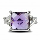 LNRRABC 1pc Hot New Silver Ring Especial Tourmaline Size 6 7 8 Square Plated Crystal White ring