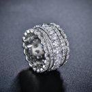 2017 Brand Real Zirconia White gold Color New Fashion hyperbole 14mm Width Rings for Women Anti Alle