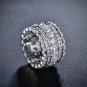 2017 Brand Real Zirconia White gold Color New Fashion hyperbole 14mm Width Rings for Women Anti Alle