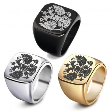 steel soldier double eagle ring men ring fashion jewelry for men a coat of arms of the Russian Signe