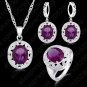 Free shipping Crystal Pendant Necklace Earrings Ring Cubic Zircon Trendy Party 925 Sterling Silver J