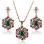 Gorgeous Turkey Bridal Jewelry Sets For Women Vintage Look Red Resin Necklace Earrings Set Gold-Colo