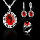 PATICO Elegant Crytal With 925 Silver Pendant Necklace Lever Back Earring Ring Engagement Wedding Wo