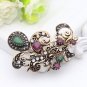 Exquisite Vintage Turkish Flower Jewelry Sets Antique-Gold Color Brooch Earrings Indian Princess Bri