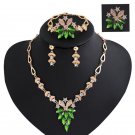 Flower Rhinestone Necklace Bib Earring Brooch Bracelet Jewelry Set brinco noiva Gifts for Women