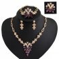 Flower Rhinestone Necklace Bib Earring Brooch Bracelet Jewelry Set brinco noiva Gifts for Women
