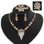 Flower Rhinestone Necklace Bib Earring Brooch Bracelet Jewelry Set brinco noiva Gifts for Women