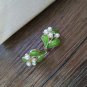 Western antique green enamel jewelry Light green leaf brooch female ear clip earrings earring no ear