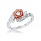 OL Fashion Silver Color CZ Crystal Engagement Rings for Women Ladies Wedding Party Flower Charms Rin
