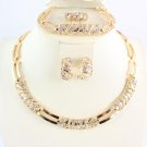 Women African Beads Jewelry Sets Cz Crystal Necklace Earring Ring Bracelet Jewelries Set Gold Color 