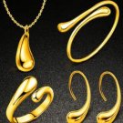 GNIMEGIL Fashion Gold Water Drop Jewelry Set Necklace+Earrings+Ring+Bracelet Sets African Wedding Pa
