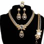 Promotion Color Resin Crystal Multilayer Metal Chain Necklace and earrings for women African Jewelry