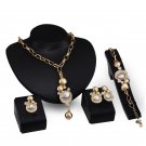 Fine Jewelry Sets Wedding Gold Crystal Necklace Set Party Women African Beads Fashion Bridal Ring Br