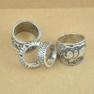 MissCyCy 4pcs/Set Vintage Punk Ring Set Unique Carved Antique Plated Silver Totem Leaf Lucky Ring fo