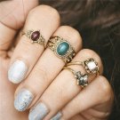H:HYDE 4pcs/Set Boho Vintage Punk Gold Color Stone Midi Finger Rings For Women Bohemian Ring Set Jew