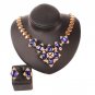 Free Shipping Nigerian Rhinestone Beads Wedding Jewelry Set Bridal Dubai Gold Color African Beads Je