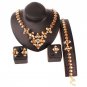 Free Shipping Nigerian Rhinestone Beads Wedding Jewelry Set Bridal Dubai Gold Color African Beads Je