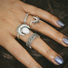 BYSPT 4pcs/Set Vintage Punk Ring Set Hollow Antique Silver Color Lucky midi Rings Women Boho Beach J