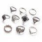 Brand 10pcs/Set Silver Color Hollow Carved Flower Midi Ring Boho Beach Vintage Punk Elephant Waterdr