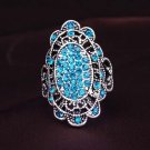 Unique Vintage 4 Colors Wedding Ring Turkey Crystal Jewelry Big Size 10 Rings For Women Silver Color