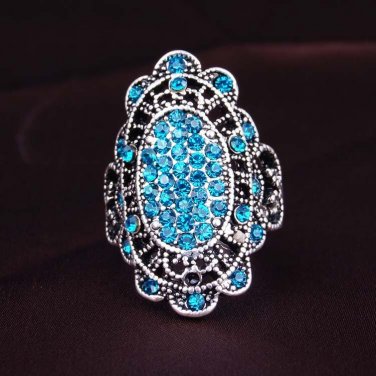 Unique Vintage 4 Colors Wedding Ring Turkey Crystal Jewelry Big Size 10 Rings For Women Silver Color