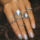 8 Pcs/Set Retro Hollow Carved Flower Ring Set Bohemian Midi Ring Set Vintage Anillos Knuckle Rings F