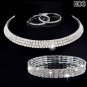 Silver  Circle Crystal Bridal Jewelry Sets African Beads Rhinestone Wedding Necklace Earrings Bracel