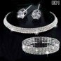 Silver  Circle Crystal Bridal Jewelry Sets African Beads Rhinestone Wedding Necklace Earrings Bracel