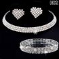 Silver  Circle Crystal Bridal Jewelry Sets African Beads Rhinestone Wedding Necklace Earrings Bracel
